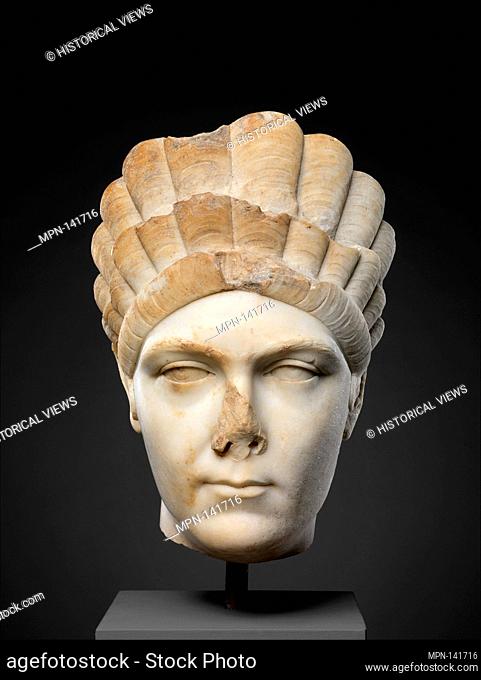 Marble portrait of Marciana, sister of the emperor Trajan. Period: Hadrianic; Date: ca. A.D. 130-138; Culture: Roman; Medium: Marble; Dimensions: H