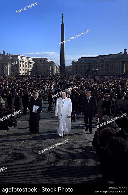 March 13, 2023 marks 10 years of Pontificate for Pope Francis. in the picture : Pope Francis special Jubilee Audience at Saint Peter's Square at the Vatican on...