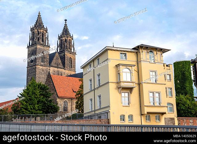 germany, saxony-anhalt, magdeburg, view of the magdeburg cathedral