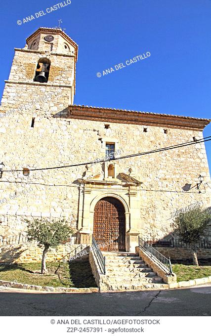 Parish church in Cuevas de Almuden village, Teruel province Aragon Spain