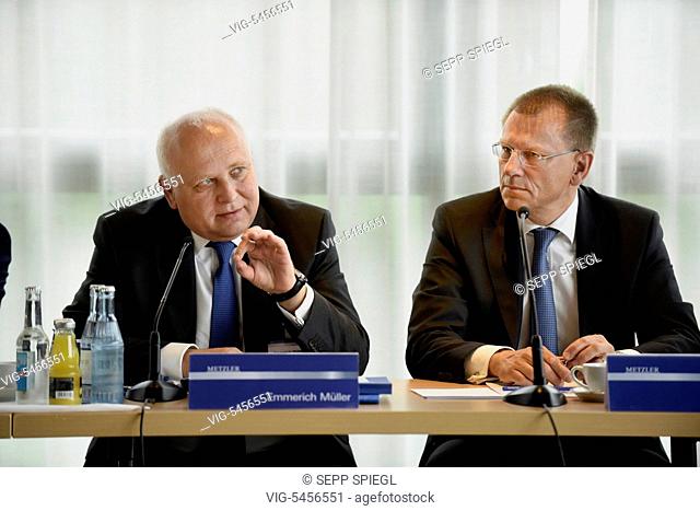 Germany, Frankfurt, 25.5.2016 Emmerich Mueller (left) and Harald Illy, board members of the bank B.Metzler seel. Sohn & Co