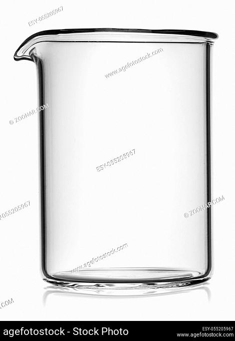 In front beaker without divisions isolated on white background