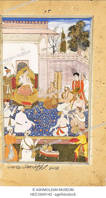 Bhishma advises Yudhishthira on the nature of the four varnas, or castes, 1598. Artist: Abdul Rahim Khan-I-Khana