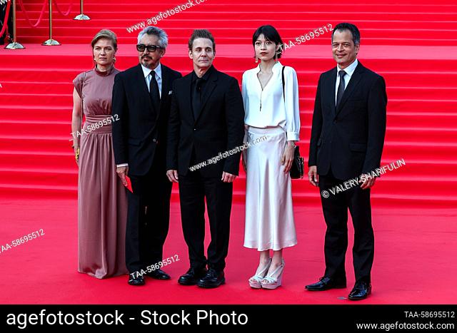 RUSSIA, MOSCOW - APRIL 27, 2023: The crew of the Mexican film Luna negra (Black Moon), winner of the People's Choice prize