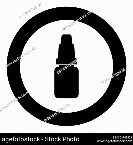 Eye drops icon black color in circle vector illustration isolated