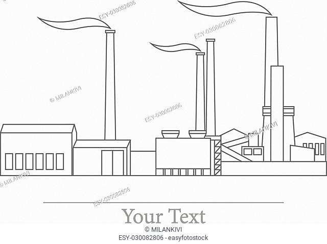 Vector silhouette industrial buildings, plants and factories