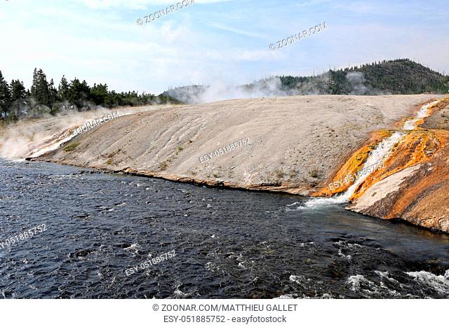 a very hot river at yellowstone national park USA