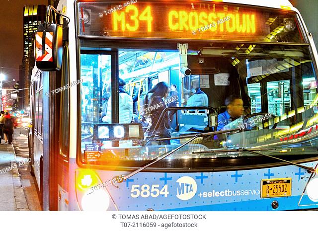 MTA M34 Bus, Public Transportion, Mass Transit, Metropolitan Transportation Authority, Public Transportation Buses, Mass Transit, Herald Square, 34th Street