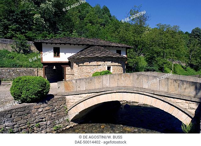 Stone bridge and church, traditional architecture, Etar architectural-ethnographic complex, open-air museum of Bulgarian customs, culture and craftsmanship