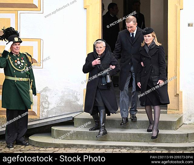 13 January 2023, Baden-Wuerttemberg, Salem: Margrave Bernhard of Baden, new head of the House of Baden, attends the funeral service of Max Margrave of Baden on...