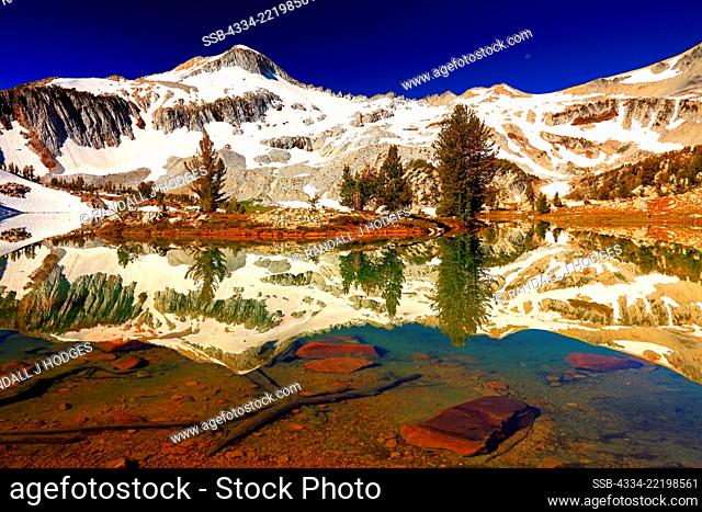 Morning Light With the Eagle Cap Reflected in Glacier Lake in the Eagle Cap Wilderness in the Wallowa Mountains in Oregon