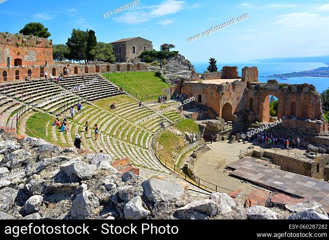 Italien, Italia, Sizilien, Taormina, am griechisch - römischen Theater, Teatro Greco - Romano, Rundbogen