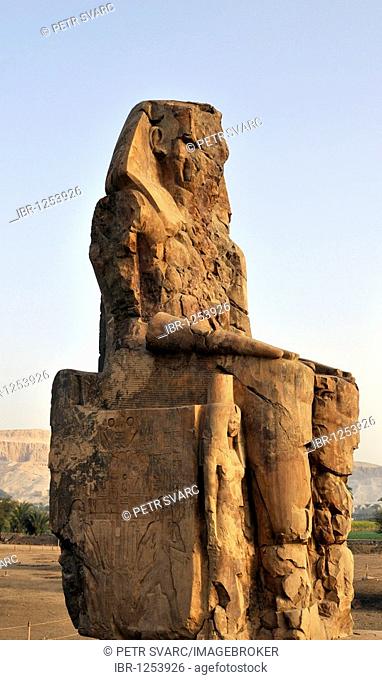 One of the Colossi of Memnon, Luxor West Bank, Egypt, North Africa
