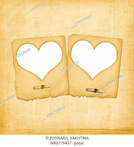 Card for congratulation or invitation with hearts for photo