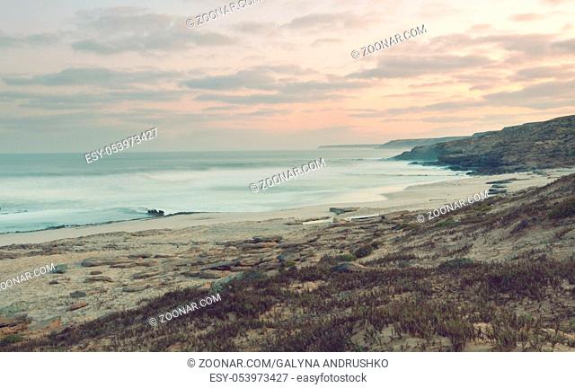 Ocean coast after sunset, Instagram filter