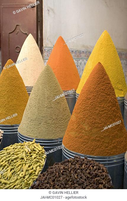 Spices in market, Mellah district, Marrakesh, Morocco
