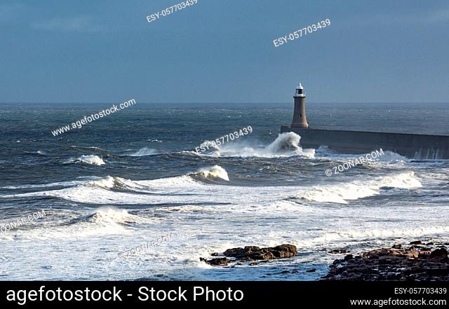Stormy Weather around the lighthouse, Whitley Bay, England