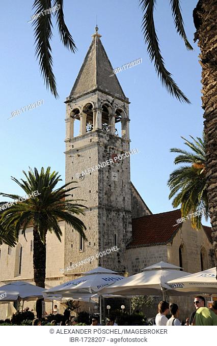 Tower of the church Sveti Dominik, waterfront, old town, Trogir, Croatia, Europe