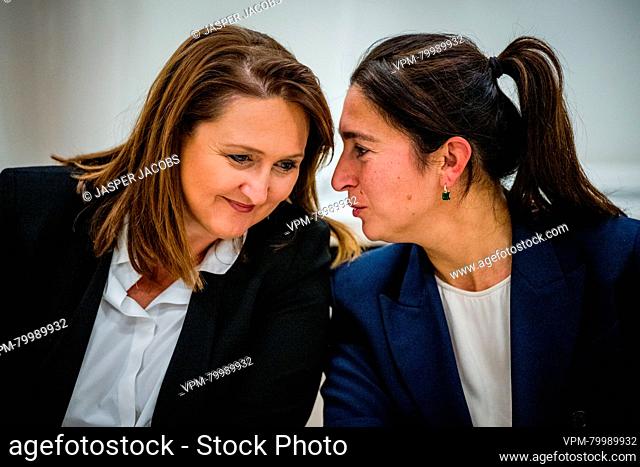 Flemish Minister of Domestic Policy and Living Together Gwendolyn Rutten and Flemish Minister of Environment, Energy, Tourism and Justice Zuhal Demir pictured...