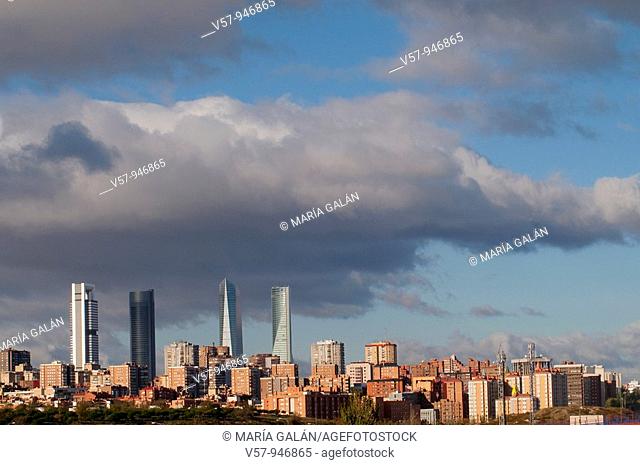 Skyline and Cuatro Torres Business Area. Madrid, Spain