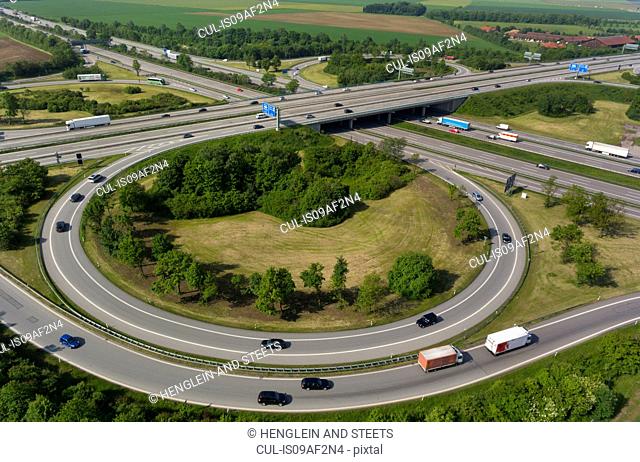 View of motorway flyover, Munich, Bavaria, Germany