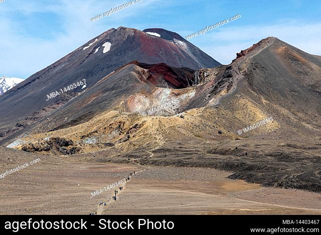 Red Crater at the Tongariro National Park, Mt Ngauruhoe in the background, New Zealand