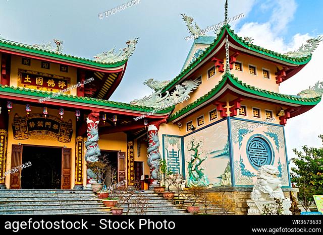 tradition of Buddhist temples Linh Ung pagoda, place famous tourism on Da Nang City, Vietnam