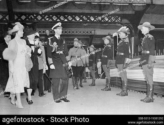 King and Queen Leave Quebec for Montreal - The King and Queen pass through a guard of honour provided by the Royal Canadian Mounted Police -The famous...