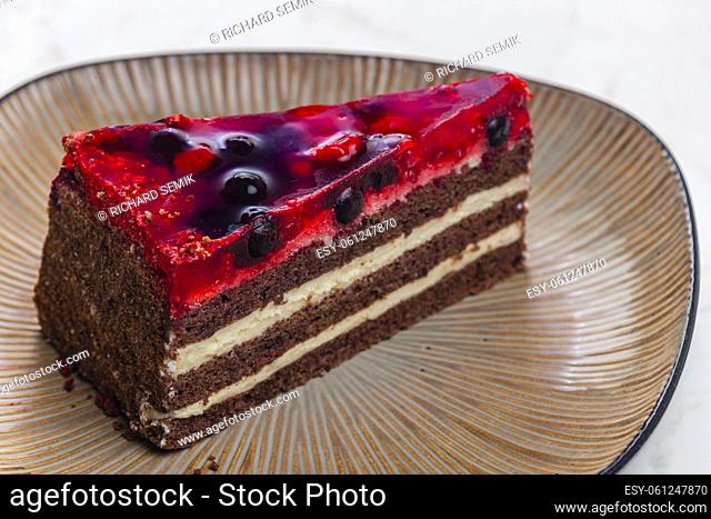 piece of cake with fruit gelatine