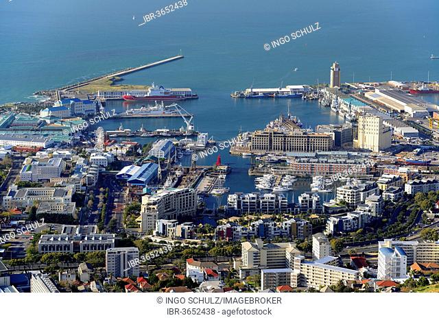 Victoria and Alfred Waterfront, seen from Signal Hill, Cape Town, Western Cape, South Africa