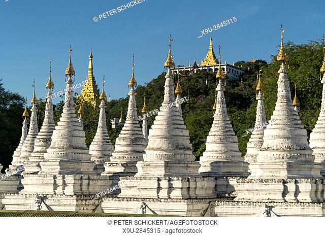 stupas of the Sandamuni Pagoda, Mandalay, Myanmar, Asia