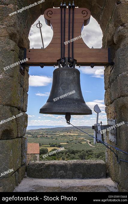 Aceituna church bell, rural village in Algon Valley. Caceres, Extremadura, Spain