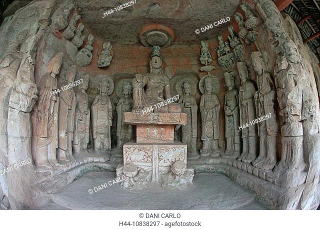 China, Asia, Cave Nr. 180, Beishan Rock Carvings, Dazu, Sichuan Province, UNESCO, World heritage site, sculptures, cul