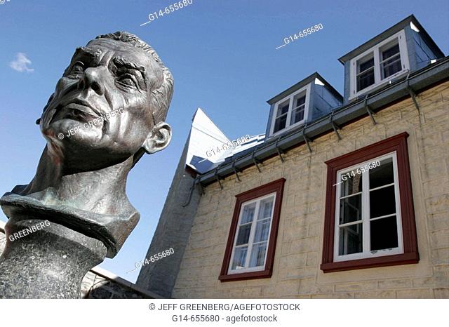 Canada, Quebec City, Lower Town, Rue du Sault au Matelot, memorial bust, painter Jean Paul Lemieux