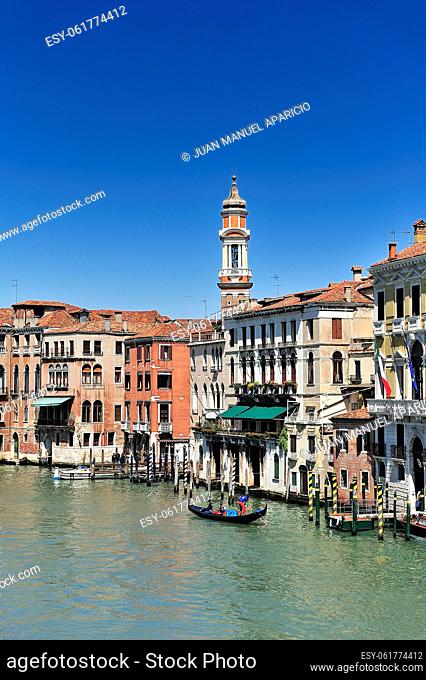 Vertical image of the Grand Canal in Venice, Italy