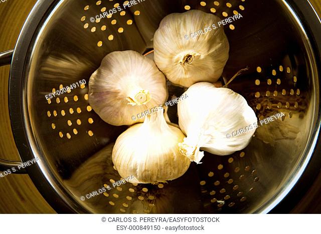 organic garlics  Basic ingredient in the Mediterranean cuisine