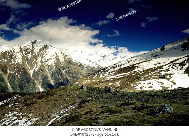 Djouan valley with Punta Leiser in the center, Valsavarenche, Gran Paradiso National Park, Valle d'Aosta (Western Alps), Italy