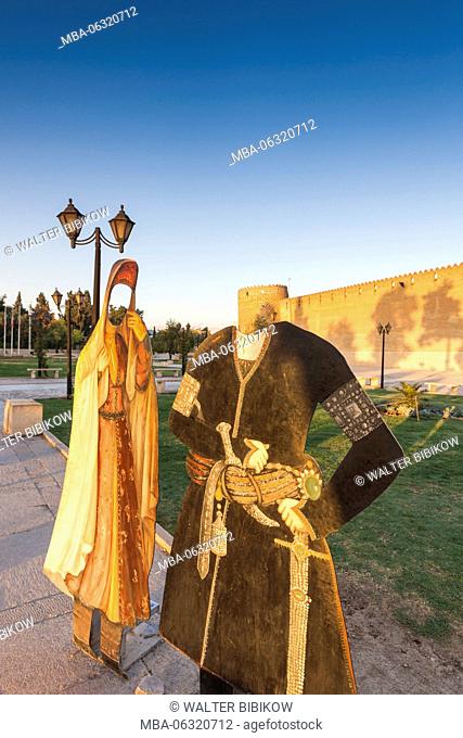 Iran, Central Iran, Shiraz, Arg-e Karim Khan Citadel, fortress and photo-ops cutouts