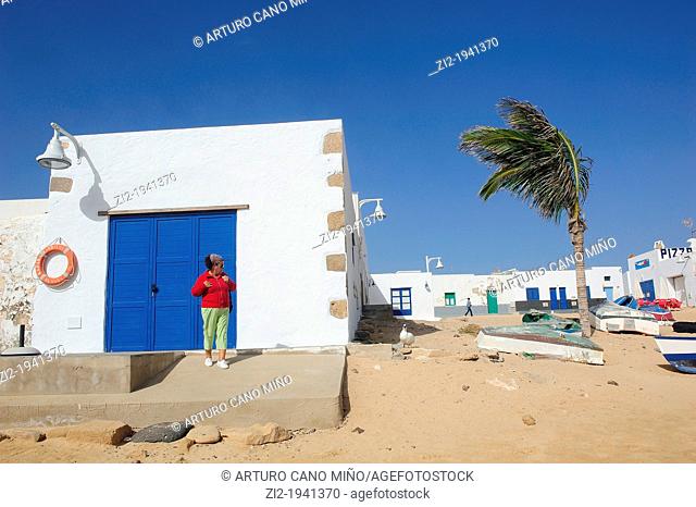 Typical Construction on the beach, Graciosa Island, north of Lanzarote. Canary Islands, Spain