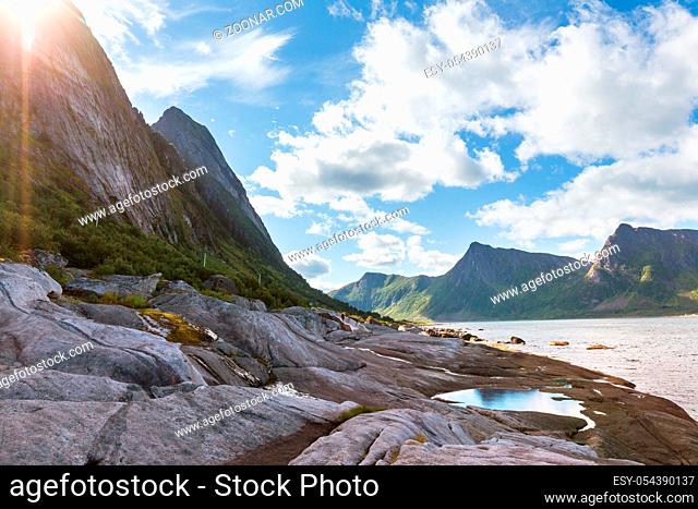 Beautiful landscapes in Lofoten islands, Northern Norway. Summer season
