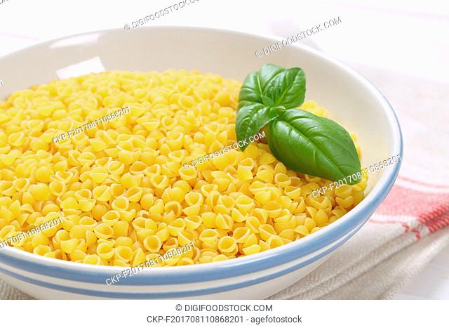 bowl of small pasta shells - close up