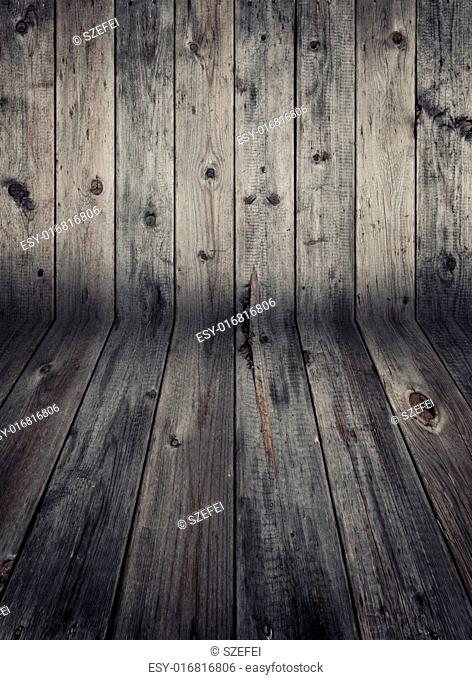 Wooden wall and flooring. Weathered wood