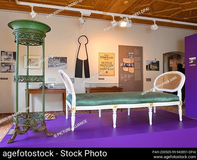 05 May 2020, Brandenburg, Cottbus: Historical exhibits can be seen in the special exhibition ""Branitz 1945: The Princely Heritage at zero hour"" in the...