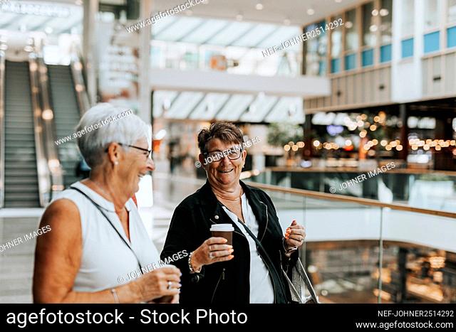 Senior women in shopping mall