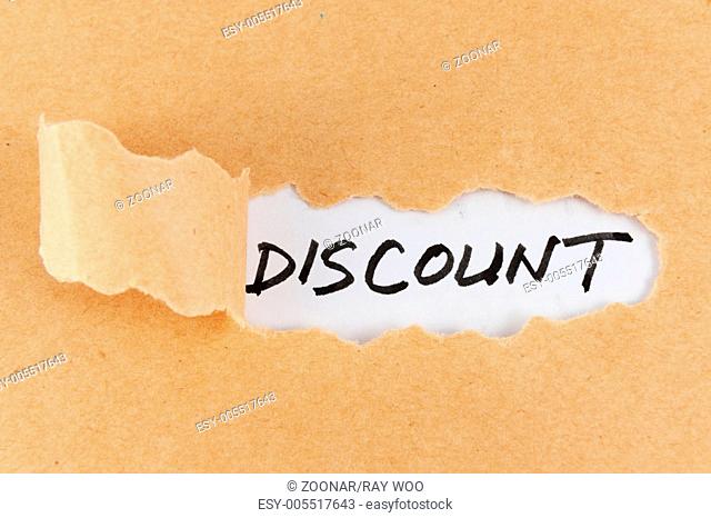 Teared paper with discount word