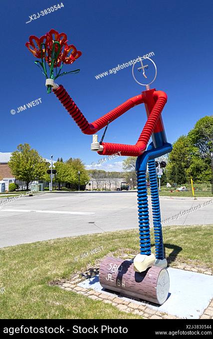 Holland, Michigan - 'The Dutchman, "" a sculpture by Stuart Padnos. Made from scrap materials, it stands at the entrance to Windmill Island and shows a Dutchman...