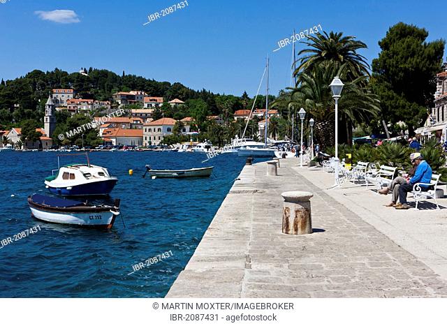 Harbour and historic centre of Cavtat, central Dalmatia, Dalmatia, Adriatic coast, Croatia, Europe, PublicGround