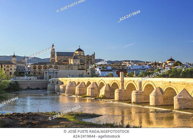 Spain , Andalucia Region, Cordoba City, Roman bridge , Cordoba Cathedral-Mosque