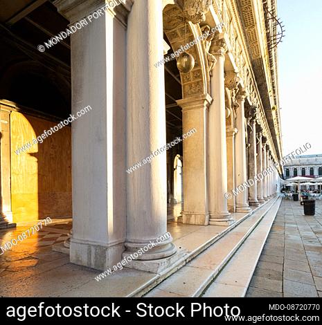 Portico with arches of the Procuratie Nuove Venice (Italy), May 31st, 2021