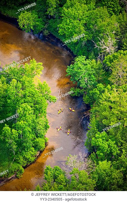 Kayaks on the Pere Marquette river in Michigan The PM is a designated Wild and Scenic River by law